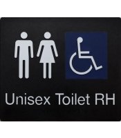 Unisex Accessible Toilet Right Hand Braille Sign 