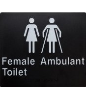 Female & Ambulant Toilet Braille Sign  White on Black 
