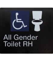 Plastic All Gender Toilet RH Braille Sign