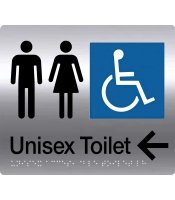 Unisex Disable S'Steel Braille Sign Toilet Left Arrow