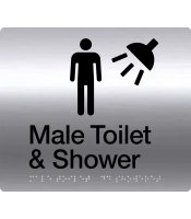 Male Toilet & Shower Stainless Steel Braille Sign