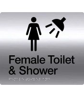 Female Toilet & Shower Stainless Steel Braille Sign
