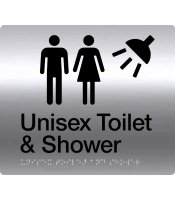Unisex Toilet & Shower Stainless Steel Braille Sign