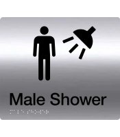 Male Shower Stainless Steel Braille Sign