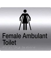 Female Ambulant Toilet Stainless Steel Braille Sign