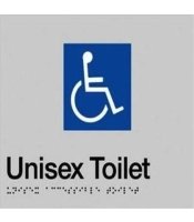 Unisex Disabled Toilet Braille Sign Silver Plastic