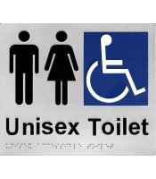 Unisex Disabled Toilet Braille Sign Silver Plastic