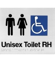 Unisex Toilet Right Hand Braille Sign 