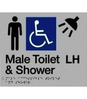 Male Disabled Toilet & Shower Braille Sign Left Hand 
