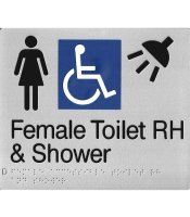 Female Disabled Toilet & Shower Braille Sign R Hand 