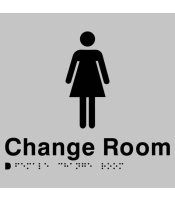 Silver Plastic Female Change Room Braille Sign