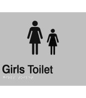Silver Plastic Girls Toilet Braille Sign 