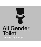 Silver Plastic All Gender Toilet Braille Sign