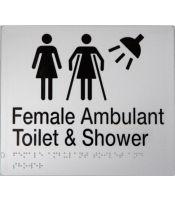 Silver Plastic Female Ambulant Toilet & Shower Braille Sign