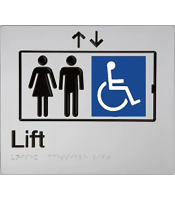 Lift Braille Sign Black on Silver 