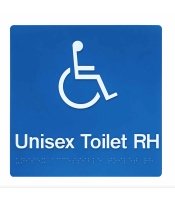 Disabled Toilet Right Hand Blue Plastic Braille Sign 