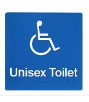 Unisex Disabled Toilet Blue Plastic Braille Sign 