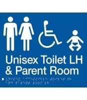 Braille Unisex Left Hand & Parent Room Sign  (235 x 180 mm)