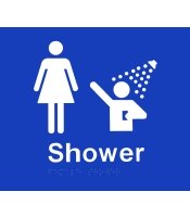 Female Shower Blue Braille Sign 