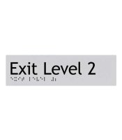 Silver Exit Braille Sign SX-02 (180mm x 50mm)