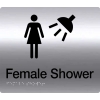 Female Shower Stainless Steel Braille Sign