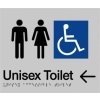 Unisex Disable Silver Plastic Braille Toilet Sign Left Arrow