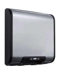 Stainless steel, front view of the product "Bobrick Hand Dryer S'Steel Trimline B7128E"