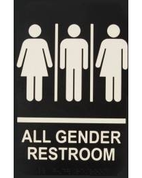 Black All Gender Restroom Sign BS19 230 X150mm 