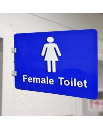 Stand Off Sign Embossed Blue Female Toilet with Text CV02 by Ozwashroom