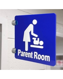 CV11 Stand Off Sign Embossed Blue Parent Room with Text