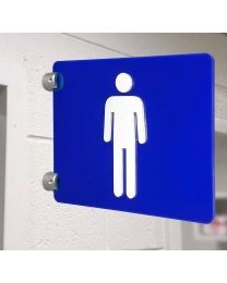 CVT01 Standoff Sign Embossed Blue Male Toilet without Text
