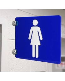CVT02 Standoff Sign Embossed Blue female Toilet without Text