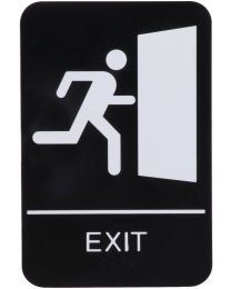 EX-BLK Black Exit Braille Sign 225X150mm