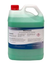 Front view of the product, Microsan 5, Safe to use when handling food - pearl green Antibacterial Liquid Hand Soap 5L Biodegradable"