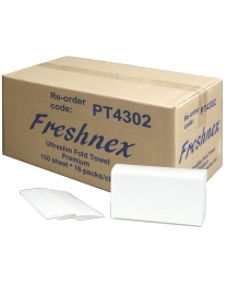 Main view of the product, 1 carton box of paper towels, contains 16 packs "Ultra Slim paper Towels, 16 Packs Per Carton"