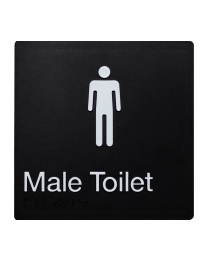  Male Toilet Braille Sign White on Black
