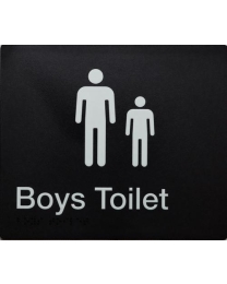Man and Boy tactile symbols, Silver Braille Toilet Sign and Size: 210 x 180 x 3mm