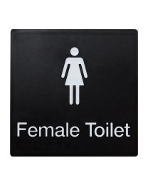 Female Toilet Braille Sign with Black on White