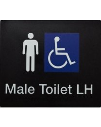 Male Disable Left Hand Toilet White on Black