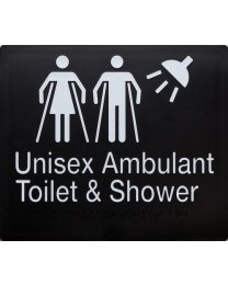 Unisex Ambulant Toilet & Shower Braille Sign