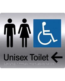 SP05-LA Unisex Disable Stainless Steel Braille Sign Toilet Left Arrow