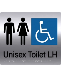 SP06 Unisex Disabled Toilet Left Hand Stainless Steel Braille Sign