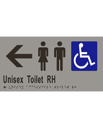 SP07-RH-LA Unisex Disabled Toilet Right Hand Stainless Steel Braille Sign