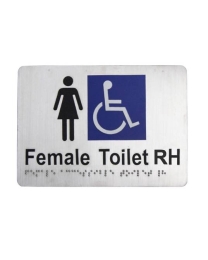 SP09-RH Female Disable Right Hand Toilet Stainless Steel Braille Sign