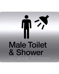 Male Toilet & Shower Stainless Steel Braille Sign