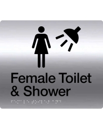 female Toilet & Shower Stainless Steel Braille Sign