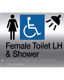 SP15-LH Female Disabled Toilet & Shower Braille Stainless Steel Sign Left Hand