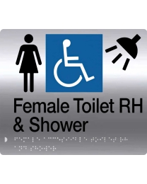 Braille S'Steel female Accessible Toilet RH & shower