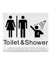 SP17J Unisex Toilet & Shower Stainless Steel Braille Sign