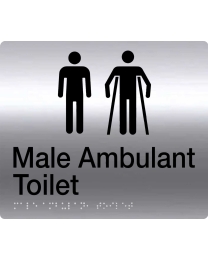 male male ambulant steel braille sign
